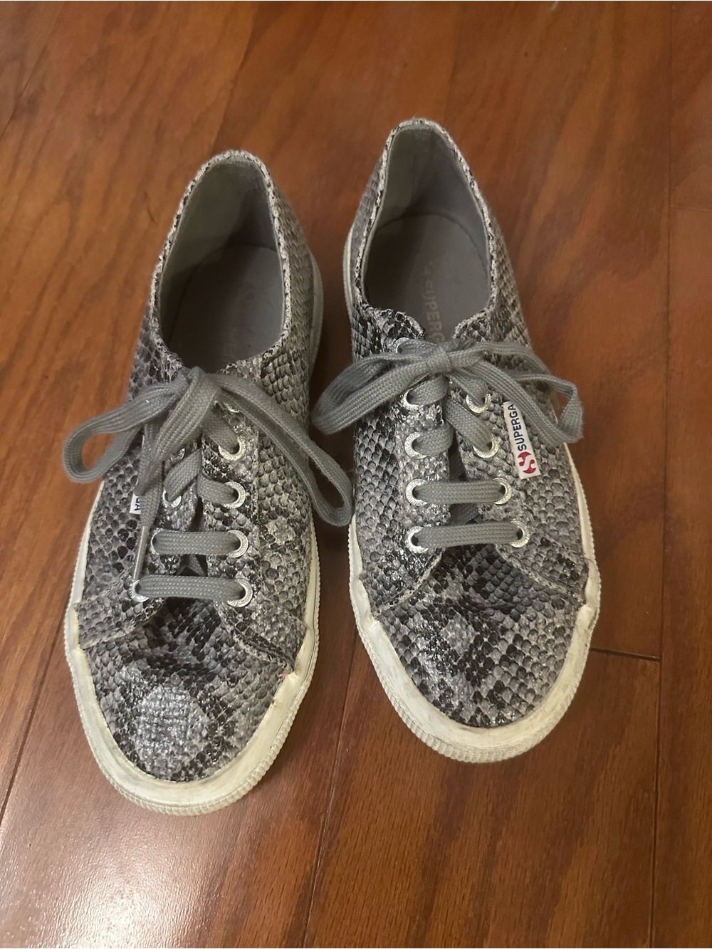 Superga Women's Snake-Print Gray Low-Top Sneakers